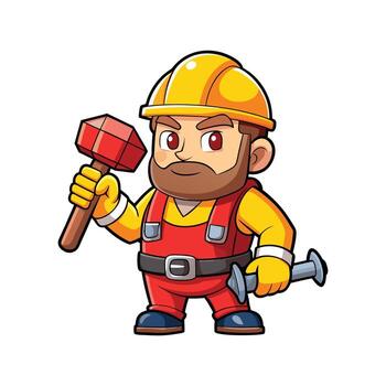 trabajo duro trabajador utilizando almádena para proyectos vector