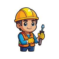 Employee Actively Managing Screwdriver for Projects vector