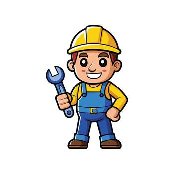 Hardworking Worker Using Spanner for Projects vector