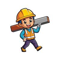 Dedicated Employee with Steel Beam on Site vector