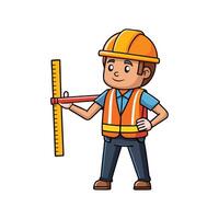Worker Using Tape Measure for Precise Measurements vector