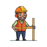 Dedicated Employee with Tape Measure on Job Site vector