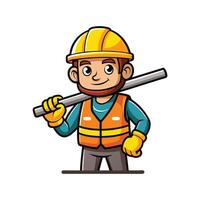 Hardworking Worker Using Steel Rod for Projects vector