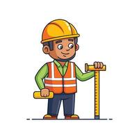 Employee Actively Using Tape Measure for Tasks vector