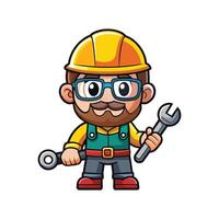 Hardworking Worker Using Torque Wrench for Projects vector