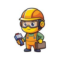 Hardworking Worker Using Welding Helmet for Protection vector