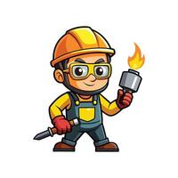 Employee Actively Managing Welding Torch for Projects vector