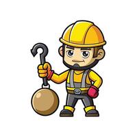 Dedicated Employee with Wrecking Ball Hook on Site vector