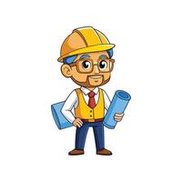 Worker Holding Blueprints for Construction vector