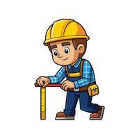 Worker Using Measuring Tape for Accurate Measurements vector