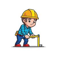 Hardworking Worker Utilizing Measuring Tape vector