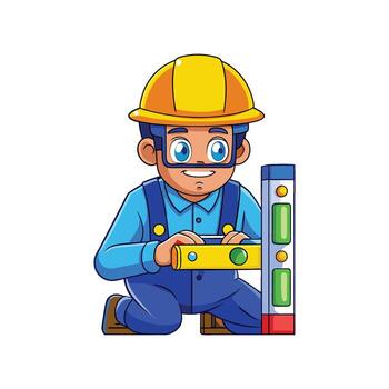 Employee Actively Using Level Tool for Tasks vector