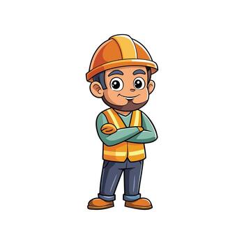 Hardworking Worker with Arms Folded for a Break vector