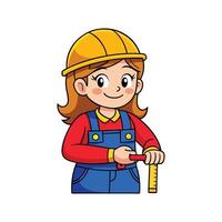 Female Worker Checking Measurements with Tape Measure vector