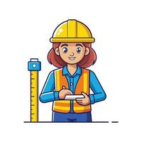 Dedicated Worker with Digital Tape Measure vector