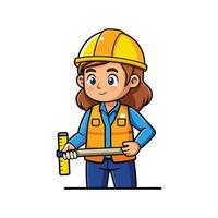 Female Worker Using Digital Tape Measure vector