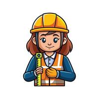 Hardworking Female Worker Using Measuring Tape vector