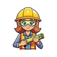 Hardworking Female Worker Using Level Tool vector