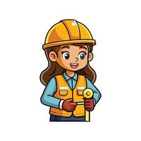 Dedicated Worker Using Measuring Tape vector