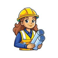 Employee Actively Holding Blueprints for Tasks vector