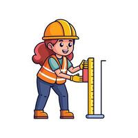 Unique Cartoon of Worker with Tape Measure Design vector