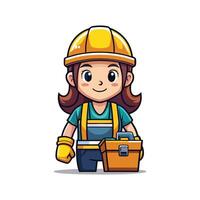 Illustration of Worker with Tool Chest Artwork vector