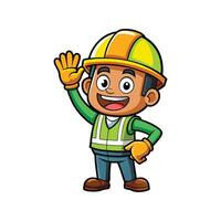 Smiling Worker High Five Gesture Cartoon vector