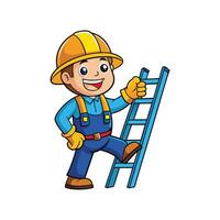 Worker Holding Ladder Cartoon Design vector