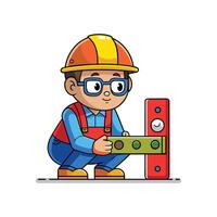 Cartoon of Worker with Bubble Level vector