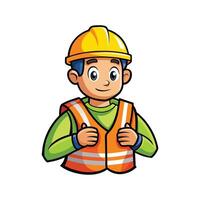 Worker Holding Safety Vest Cartoon vector