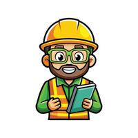 Unique Cartoon of Worker with Safety Manual vector