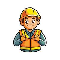 Creative Cartoon of Worker Holding Safety Vest vector