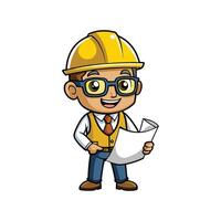 Worker Showing Blueprint Spread Out Cartoon vector