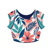 Unique Floral Chiffon Crop Top Art vector