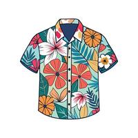 Unique Bold Outline of Summer Floral Print Shirt Art vector