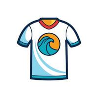Creative Surfer Wave Print Tee Outline Design vector
