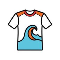 Innovative Bold Outline of Surfer Wave Print Tee vector