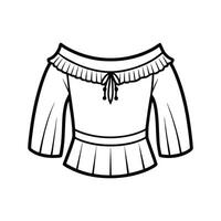 Bold Outline Off Shoulder Peasant Top Design vector