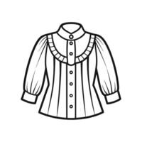Stylish Outline of Victorian Pleated Blouse vector