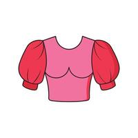 Stylish Cropped Top with Puffy Sleeve Outline vector