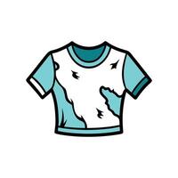 Edgy Ripped Distressed Crop Tee Bold Outline vector