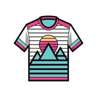 Creative Retro Wave Aesthetic Tee Outline Design vector