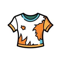 Stylish Ripped Distressed Crop Tee Outline Art vector