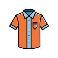 Creative Short Sleeve Button Up Shirt Outline Design vector