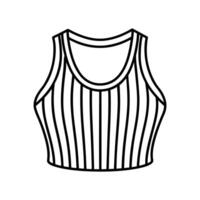 Chic Striped Ribbed Crop Top Bold Outline Design. vector