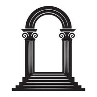 Ancient Silhouette Archway Illustration with Columns and Steps vector