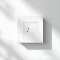 Minimalist White Square Design with Abstract Geometric Shape and Soft Shadows photo