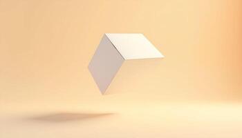 3D Cube Levitating in a Minimalist Studio Setting with Soft Lighting and a Beige Background, conveying a sense of balance photo