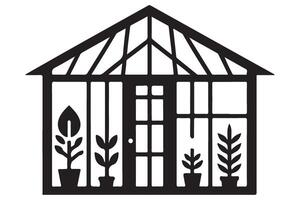 Silhouette Greenhouse Illustration Building for Gardening and Plants vector