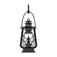 Silhouette vintage kerosene lantern art providing rustic light source vector
